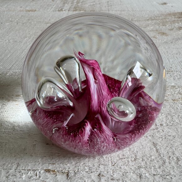 Vintage Caithness Moonflower Art Glass Bubble Paper Weight - Picture 2 of 12
